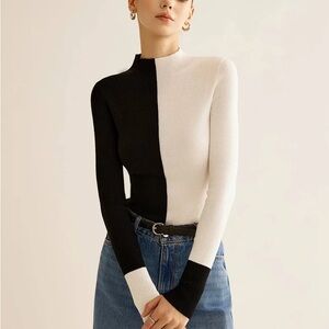 Commense NWT Black and White Colorblock Sweater